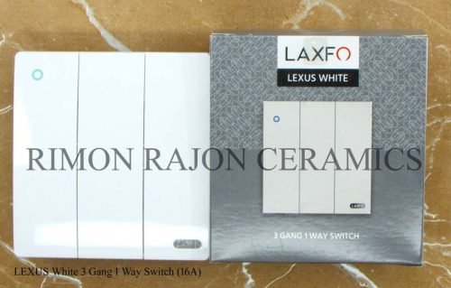 LEXUS WHITE 3 Gang 1 Way Switch (16A)
