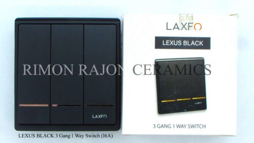 LEXUS BLACK 3 Gang 1 Way Switch (16A)