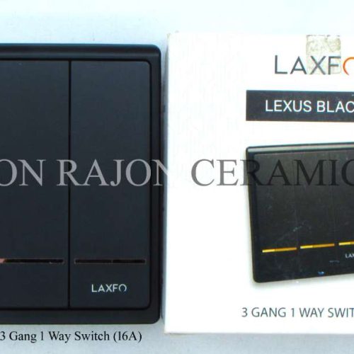 LEXUS BLACK 3 Gang 1 Way Switch (16A)